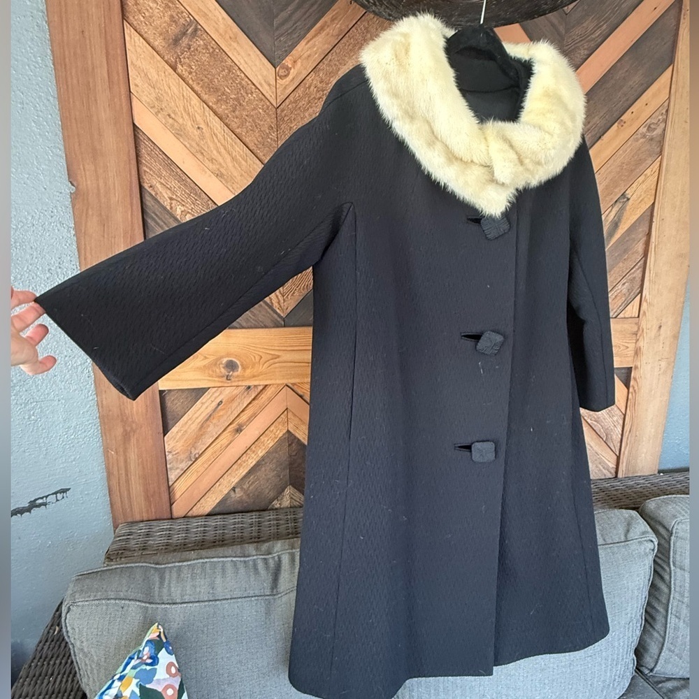 Vintage Union Made Mink Collar Trench Coat 1950s 1960s - Picture 4 of 10